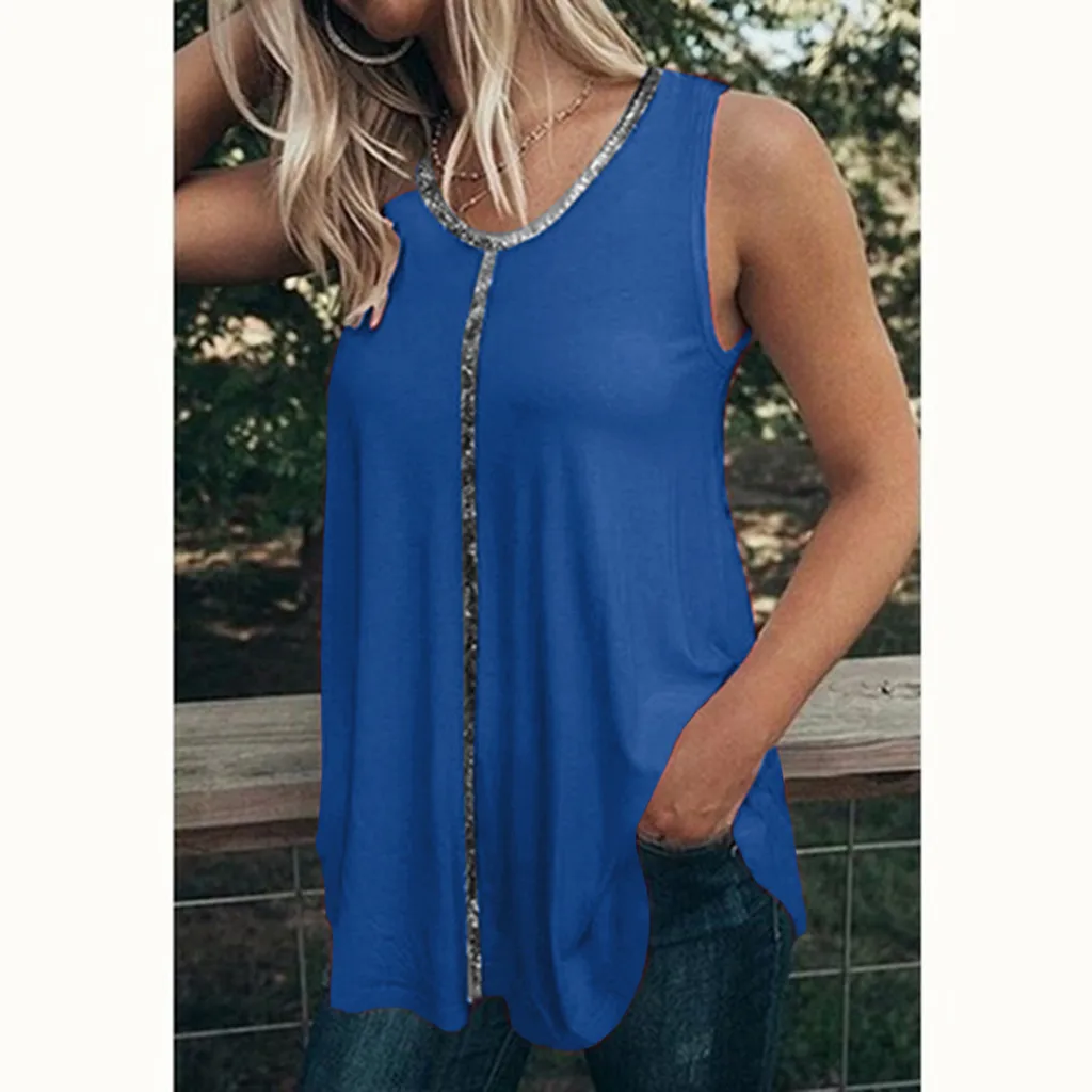 Женская летняя однотонная майка Повседневная Свободная без рукавов с v-образным