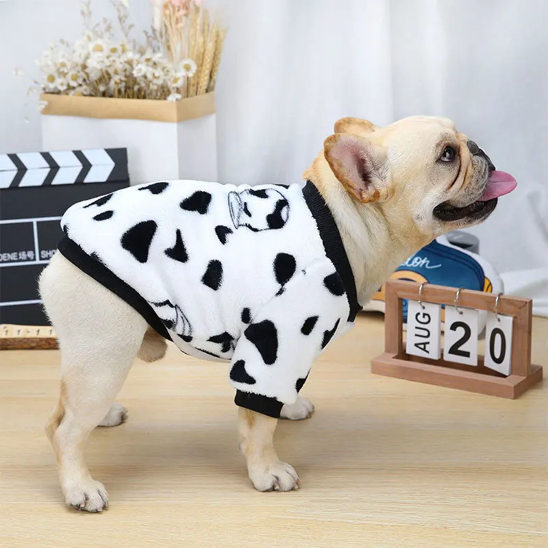 

White cow Pet Clothes Cat Dog Clothes For Small Dogs Fleece Keep Warm Dog Clothing Coat Jacket Sweater Pet Costume For Dogs