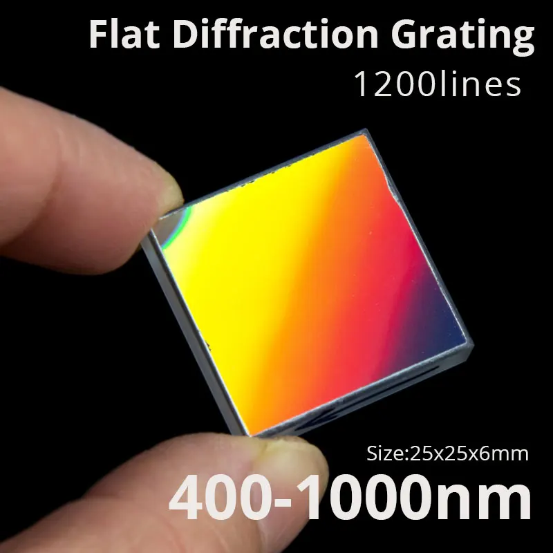 

1PC 25x25mm 1200 Lines K9 Optical Glass Flat Diffraction Grating Teaching spectral decomposition Precision component Detect