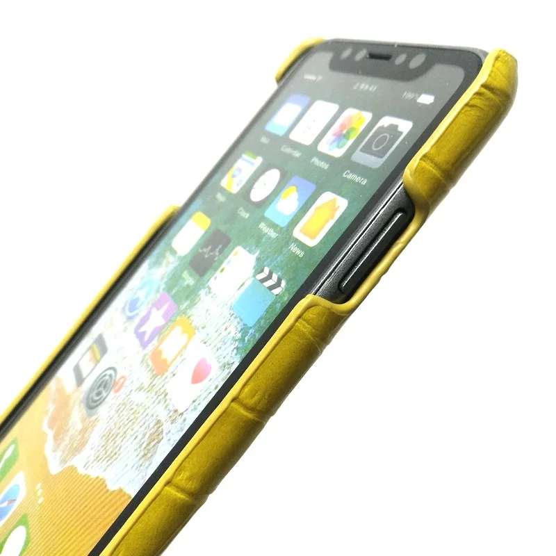 Чехлы для телефонов из натуральной кожи с ремешком на руку для iPhone X XS Max 7 8 Plus, Роскошные тонкие чехлы из крокодиловой кожи желтого цвета