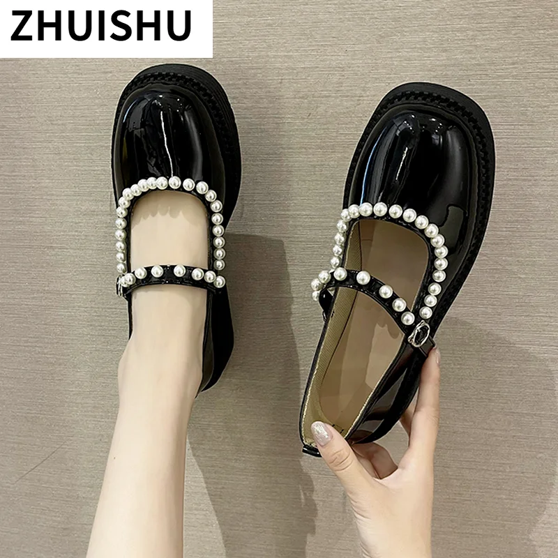 

Женские туфли на резиновой подошве, повседневные однотонные туфли без застежек, с квадратным носком и пряжкой, весна 2021