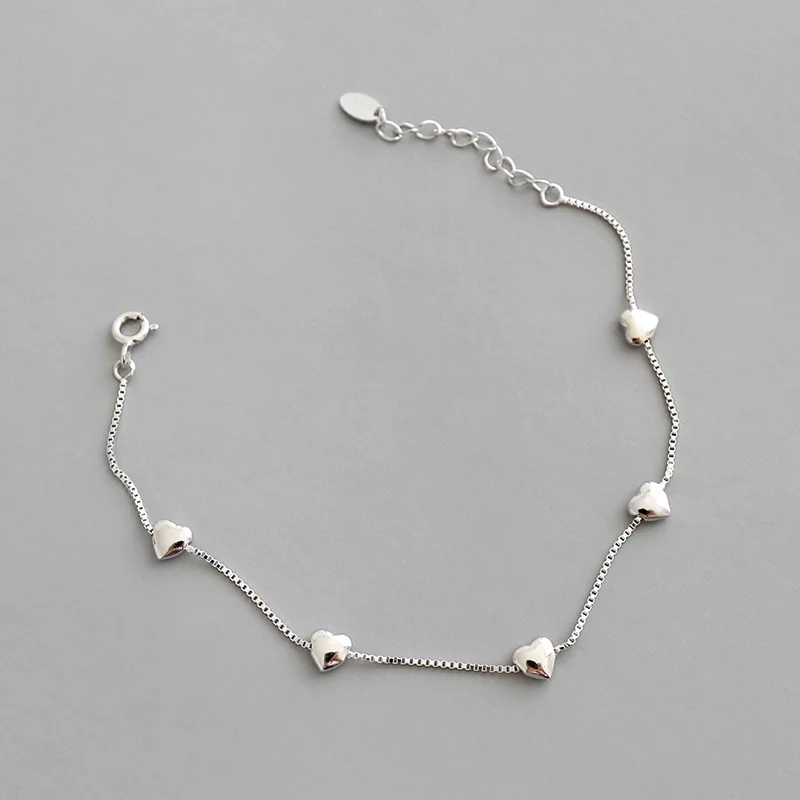 

Creativity 925 Sterling Silver Bracelets Heart Box Chain Bracelet For Girl Women Fine Jewelry Gift 2021 Trend Simple