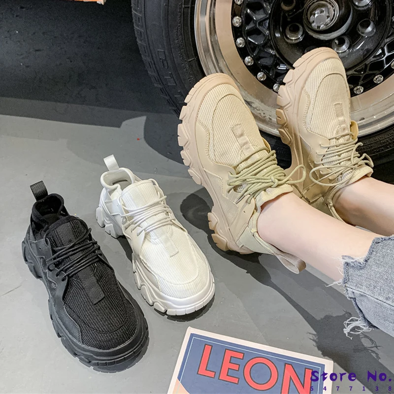 Кроссовки женские на платформе повседневная обувь для бега толстом каблуке