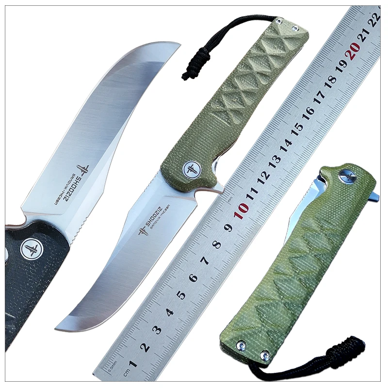 

SHOOZIZ Sandvik14C28N Steel XUN113 Folding Knife Outdoor Tactical Folding Knife Linen Miktar Handle Hunting Survival Knife EDC