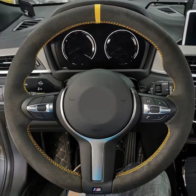 DKCEIS Hand-stitched Black Soft Suede Steering Wheel Cover for BMW M Sport F30 F31 F34 F11 F10 F07 F45 F46 F22 F23 M235i M240i | Автомобили