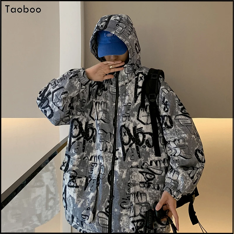 

Мужская зимняя куртка Taoboo 2021, уличная одежда с принтом граффити, модная Аниме Толстовка Оверсайз для мужчин, Токийский Мстители, толстовки