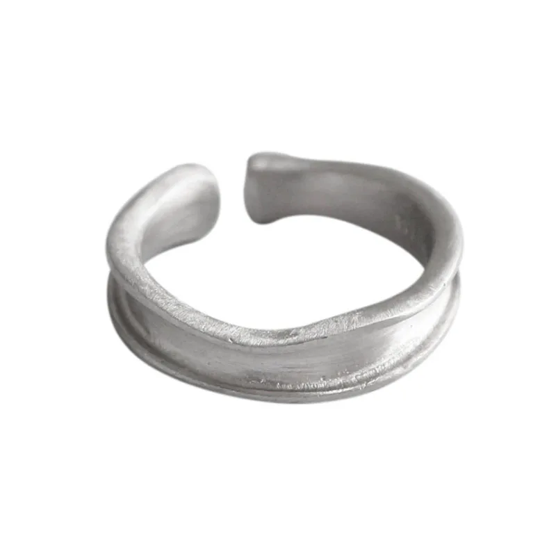 Silver Color F.I.N.S неправильное кольцо из стерлингового серебра S925 простые матовые полированные кольца для женщин Женский в Корейском стиле открытие Серебро 925 Кольцо - Цвет основного камня: Silver Color