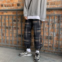 2021 mens pants ins couple new korean spring and summer casual plaid straight student wear streetwear fashion sport recommend