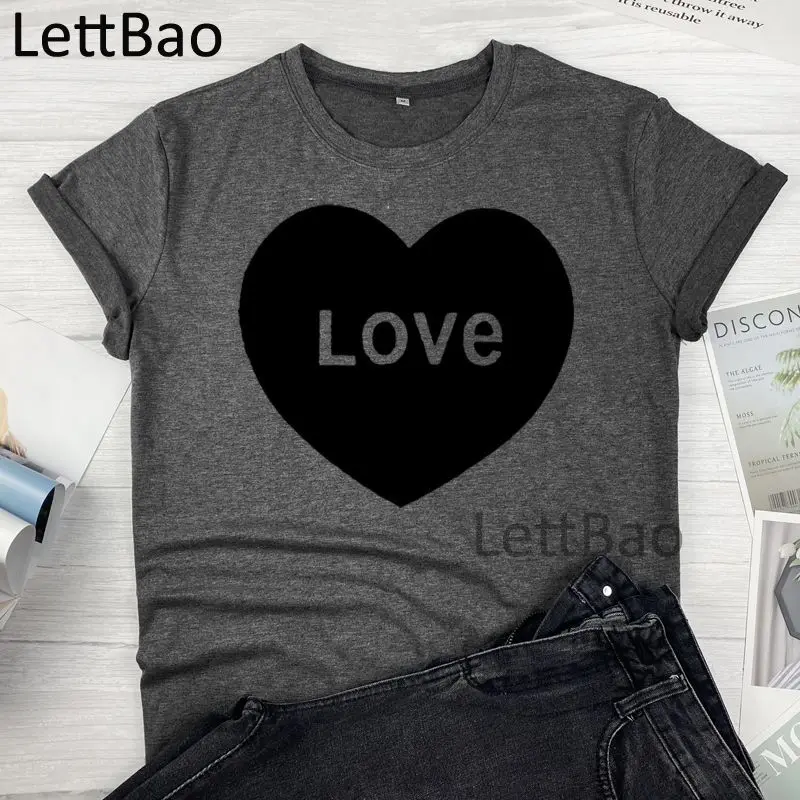 

Lovely Heart 2021 New Vogue Women T-shirts Kawaii Female Clothing T Shirt Casual Harajuku Streetwear Short Sleeve T Shirt Tops