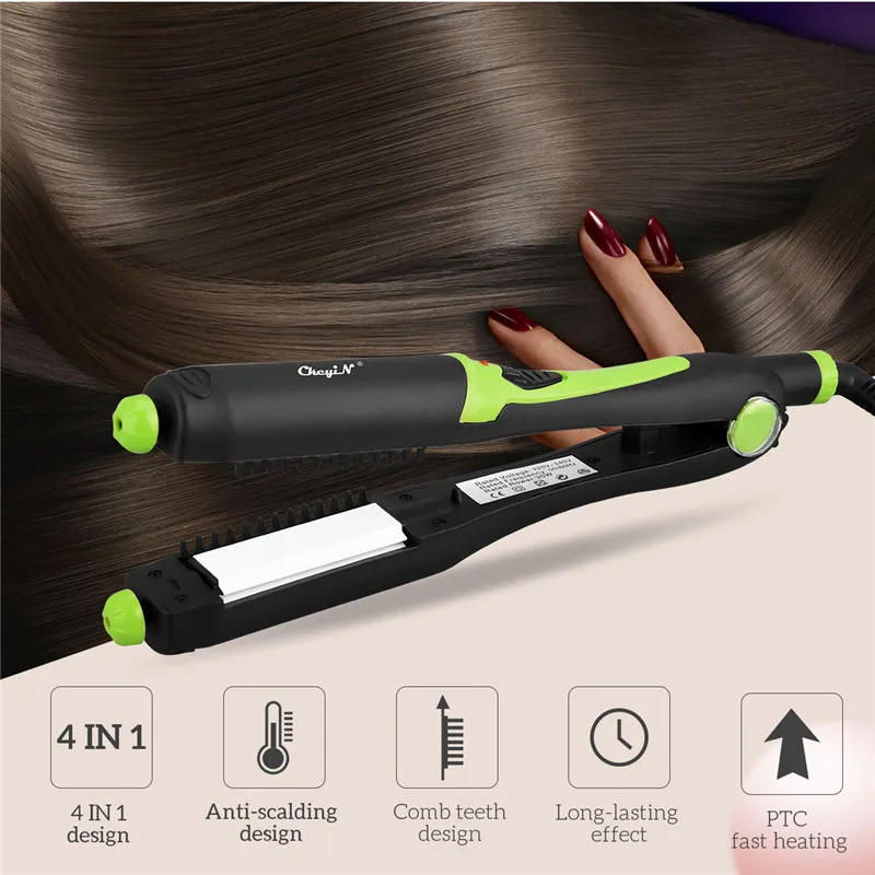 

CkeyiN 4 in 1 Curling Irons Automatic Hair Waver Electric Hair Curler Wand Ceramic Curling Wand Hair Flat Iron Corrugation Iron