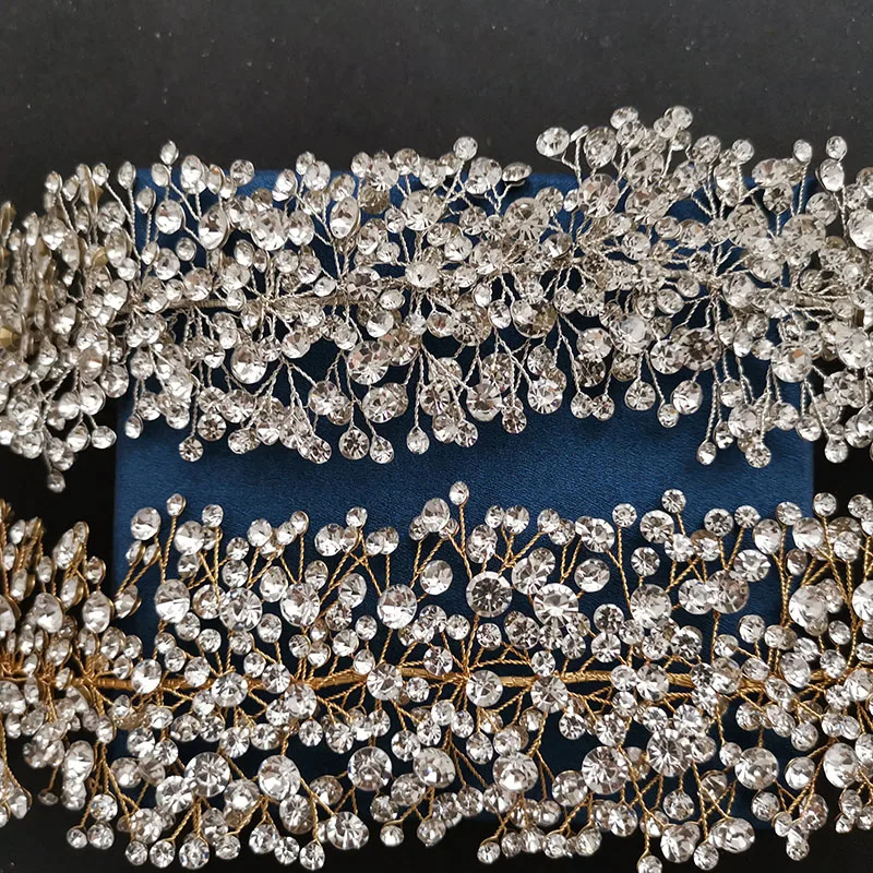 SLBRIDAL Роскошная ручная работа гибкие хрустальные стразы свадебная тиара головная