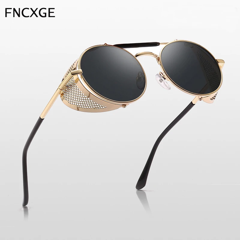 Мужские и женские Ретро стимпанк Солнцезащитные очки круглые солнцезащитные