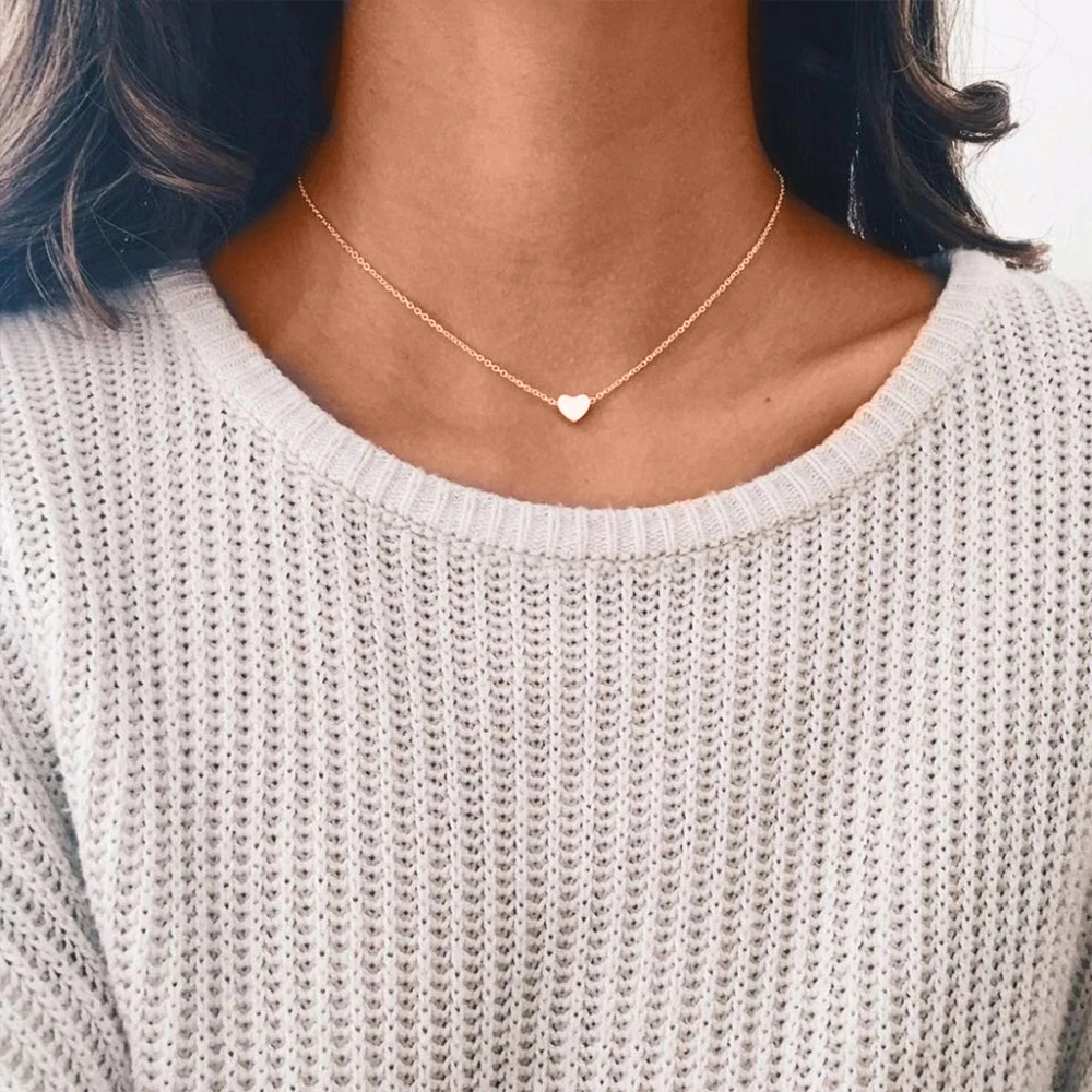 JUJIE Stainless Steel Heart Necklace For Women 2021 Valentine's Day Chain Love Pendant Necklaces Jewelry Wholesale/Dropshipping |