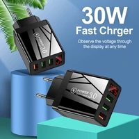 led display qc 3 0 5v3a usb phone charger 3 ports fast charging for iphone huawei xiaomi chargers wall adapter quick charge 3 0