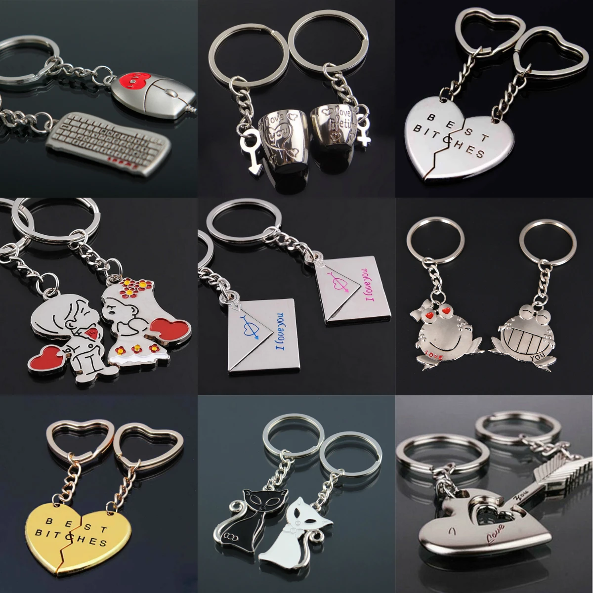 

2 Pcs Puzzle Letter "You're My Person" Couple Keychain Lovers BBF Cute Key Ring Holder Love Heart Best Friends Gift