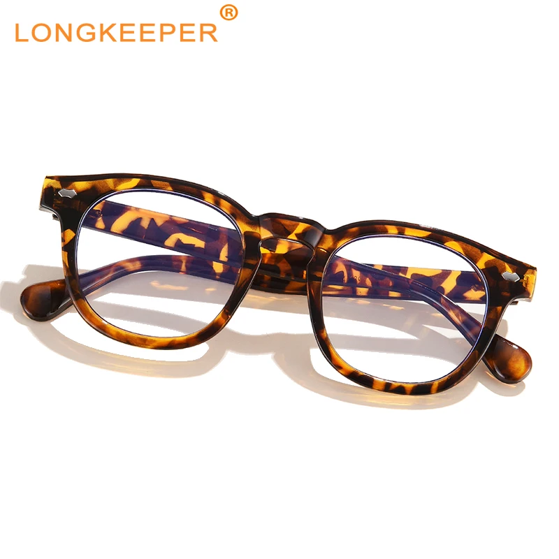 

LongKeeper Square Leopard Frame Anti Blue Light Glasses Students Spectacles Women Vintage Blue Light Blocking Glasses Eyewear