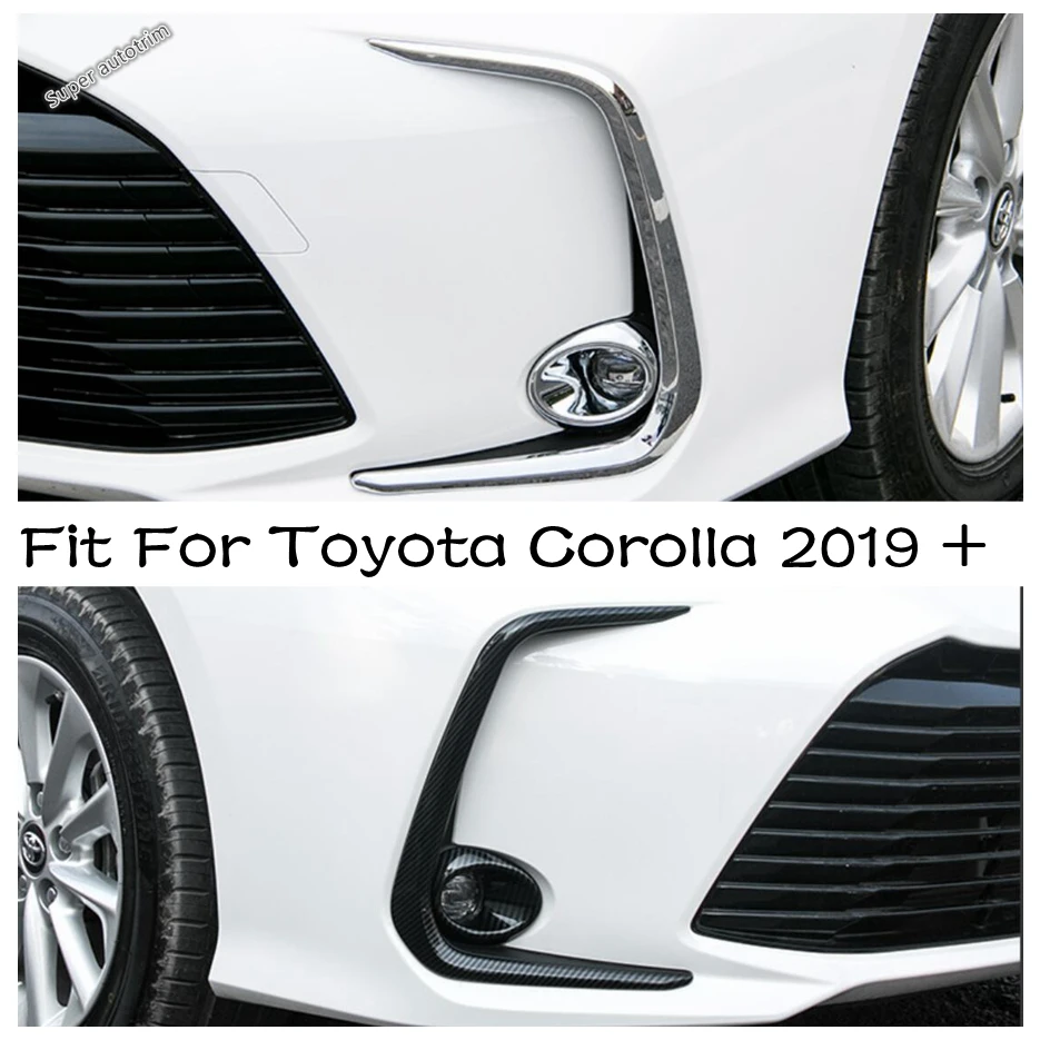 

Chrome Front Fog Lights Foglight Lamps Cover Trim Carbon Fiber / Shiny Fit For Toyota Corolla 2019 2020 ABS Exterior Accessories