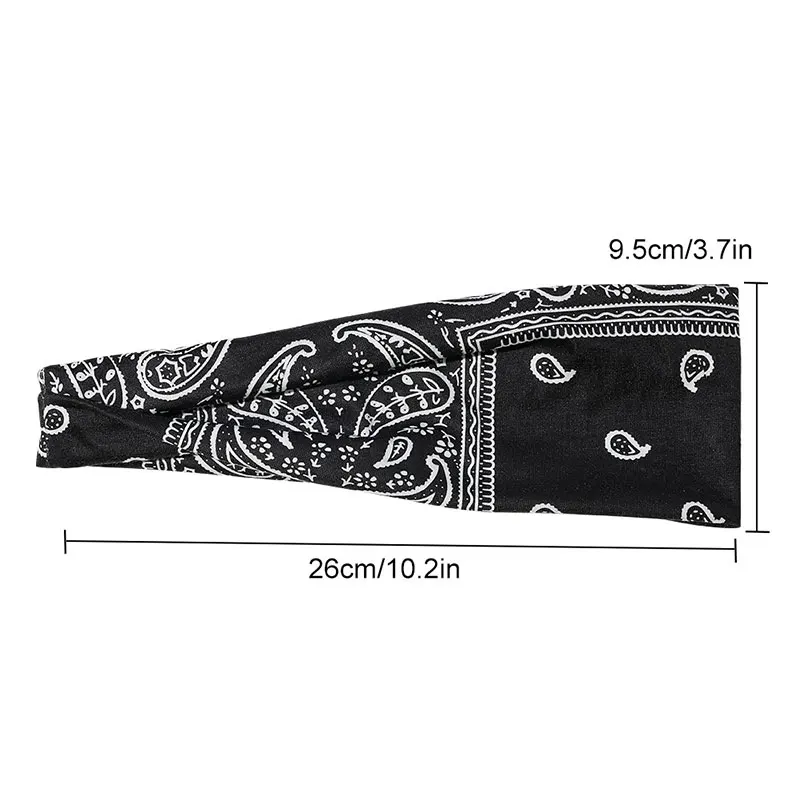 

Women Flower Headband Cashew Print Elastic Turban Hairbands Cross Hair Band Wide stretch Girls Hairband Hair Accessories