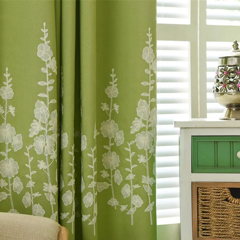 

Современные и простые эргономичные шторы из хлопка и льна с изысканной цветочной вышивкой для гостиной и спальни