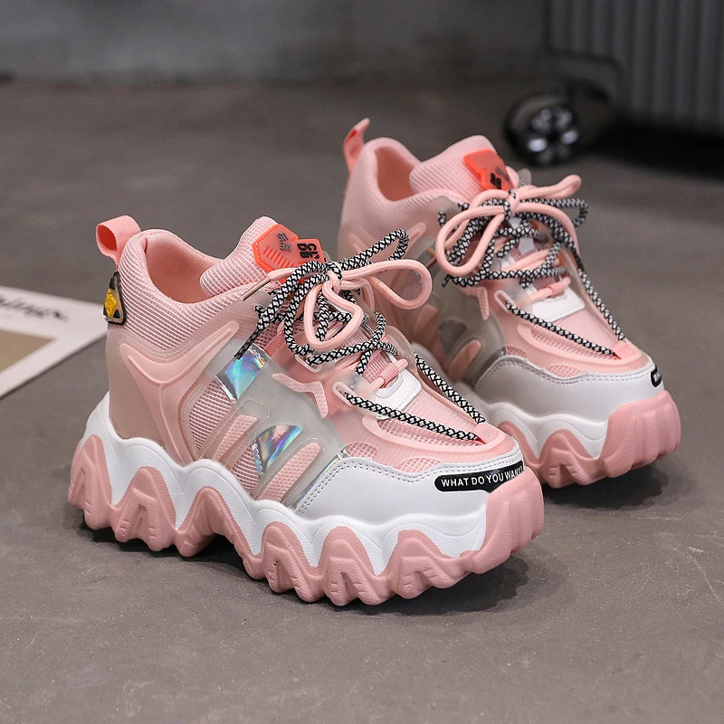 

Женские кроссовки на платформе, модная дизайнерская обувь на толстой подошве, массивные дышащие спортивные туфли