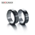 SHOUMAN мужское кольцо-Спиннер с римскими цифрами из титановой стали для снятия стресса, черное кольцо для женщин и мужчин