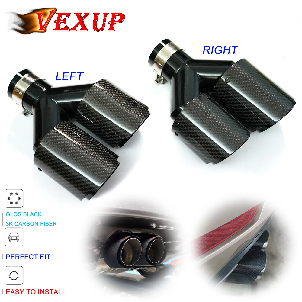 Наконечник глушителя 1 шт. из углеродного волокна черный глянец Y образная