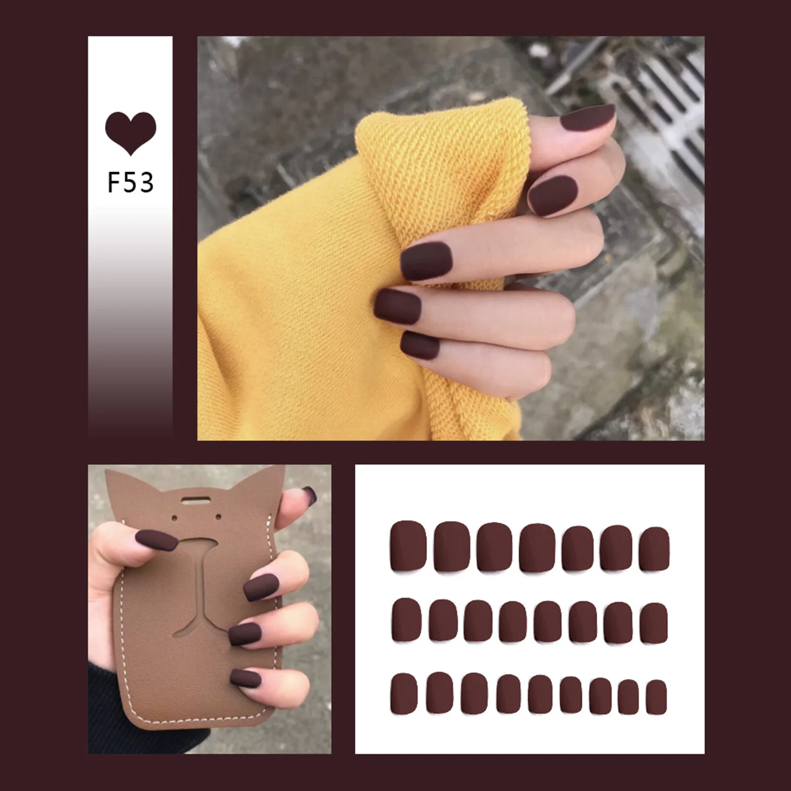 Накладные ногти матовые красные съемные 24 шт. | Красота и здоровье