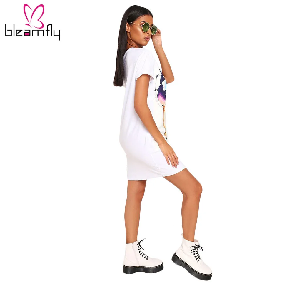 2019 женское летнее приталенное мини платье футболка с коротким рукавом и круглым