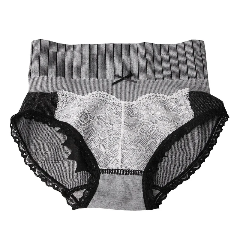 

Women High Waist Abdomen Body Shaping Panties Graphene Antibacterial Hip Lift Pure Cotton Crotch Lace Ladies Briefs Underwear