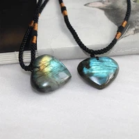 dragons heart labradorite necklace natural stone pendant wrap braid yoga macrame necklaces home decoration craft 40p