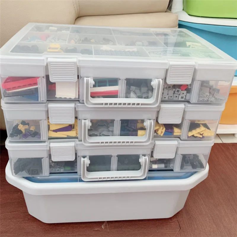 Очень большая многослойная прозрачная коробка для хранения Lego строительный блок