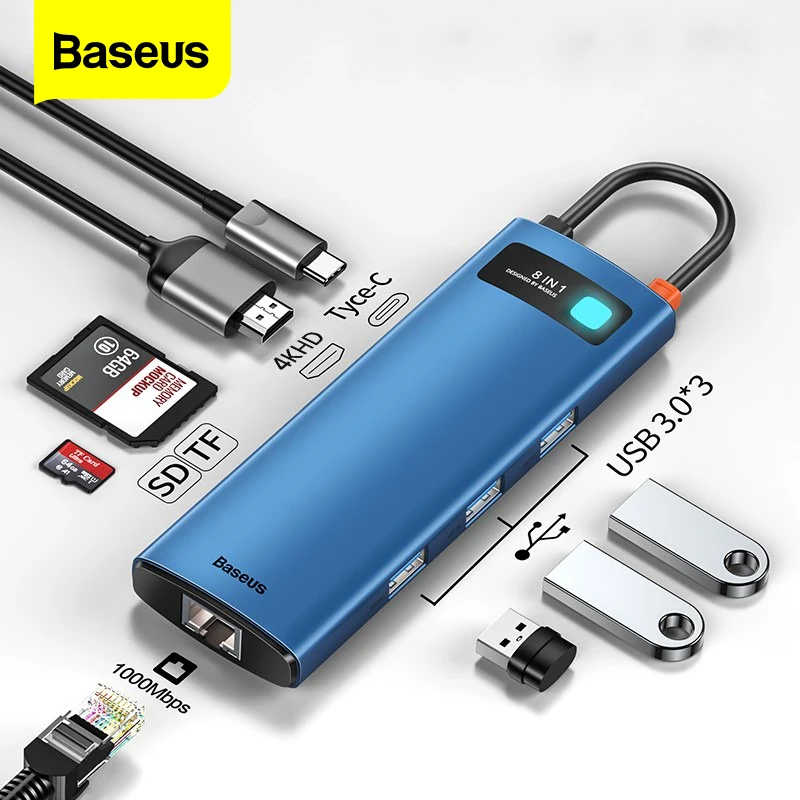 USB-концентратор Baseus с портами USB Type-C и поддержкой 100 Вт | Компьютеры офис