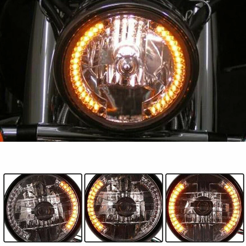 7 дюймов Янтарный мотоциклов головной светильник в стиле ретро кольцо лампы