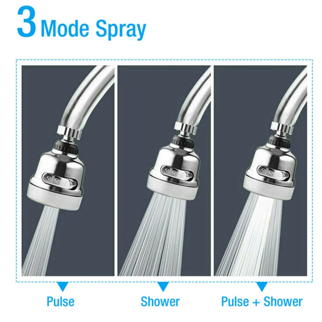 

360 Degree Rotating Faucet Movable Kitchen Tap Head Water Saving Nozzle Sprayer Water Saving Faucet Aerator Nozzle Tap Adapter