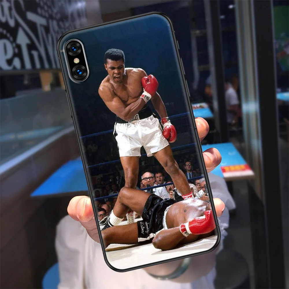 Чехол для телефона с чемпионом Али боксом iphone 5 5s se 2 6 6s 7 8 12 mini plus X XS XR 11 PRO MAX черный