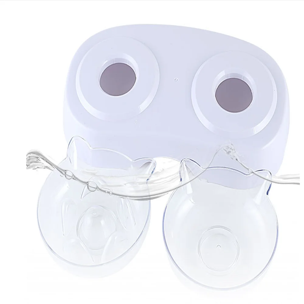 Non slip Кошачьи миски с двумя чашами рельефными стенд Еда воды для кошек кормушки