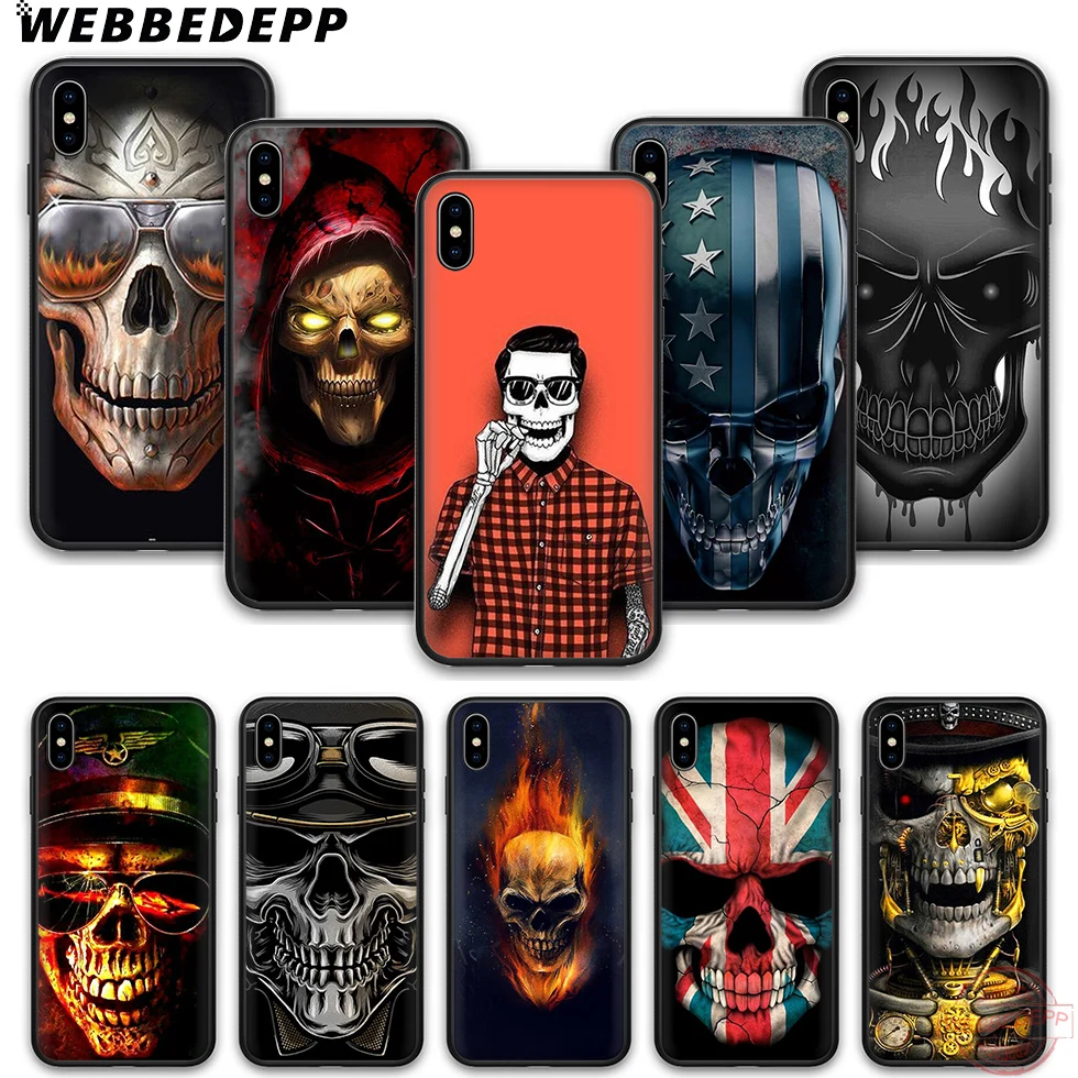 WEBBEDEPP Ретро Грим жнец череп Мягкий Силиконовый ТПУ чехол для телефона iPhone 5 6 7 8 Plus X