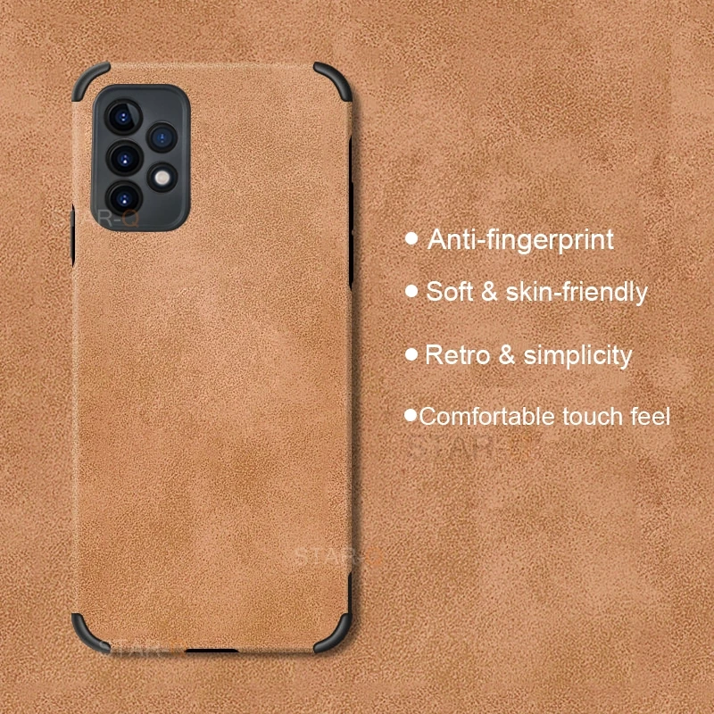 Luxury Vintage Leather Phone Case For Samsung Galaxy A32 A72 4g 5g 2021 Men Airbag Shockproof Soft Back Cover On A 72 32