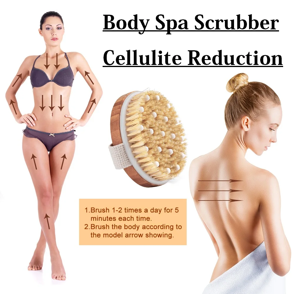 Ручная натуральная щетина щетка для ванны Массажная тела спа горячая сухая кожа