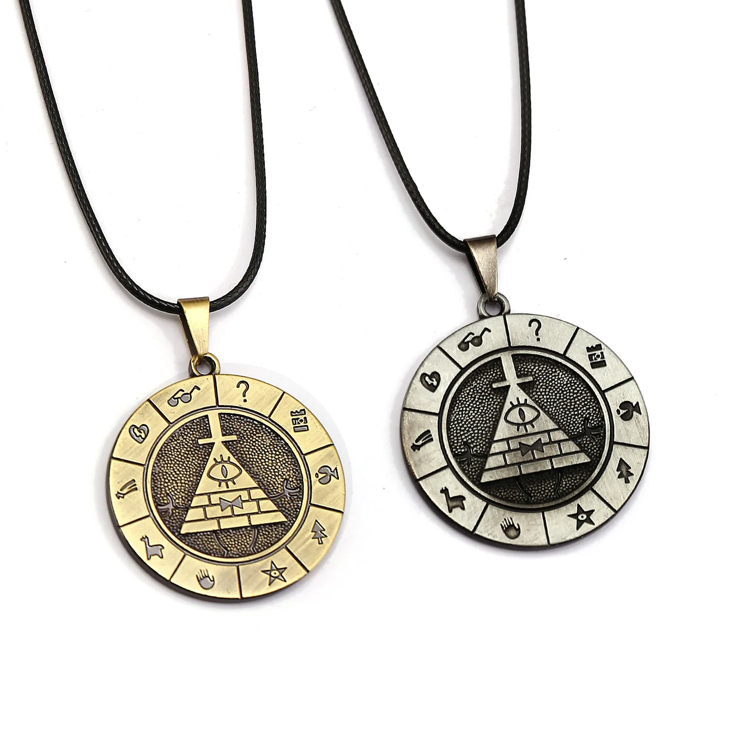 Cartoon Gravity Falls Necklace Bill Cipher Time Stone Gem Eye of Providence Metal Pendant Model Toy For Kids Gift