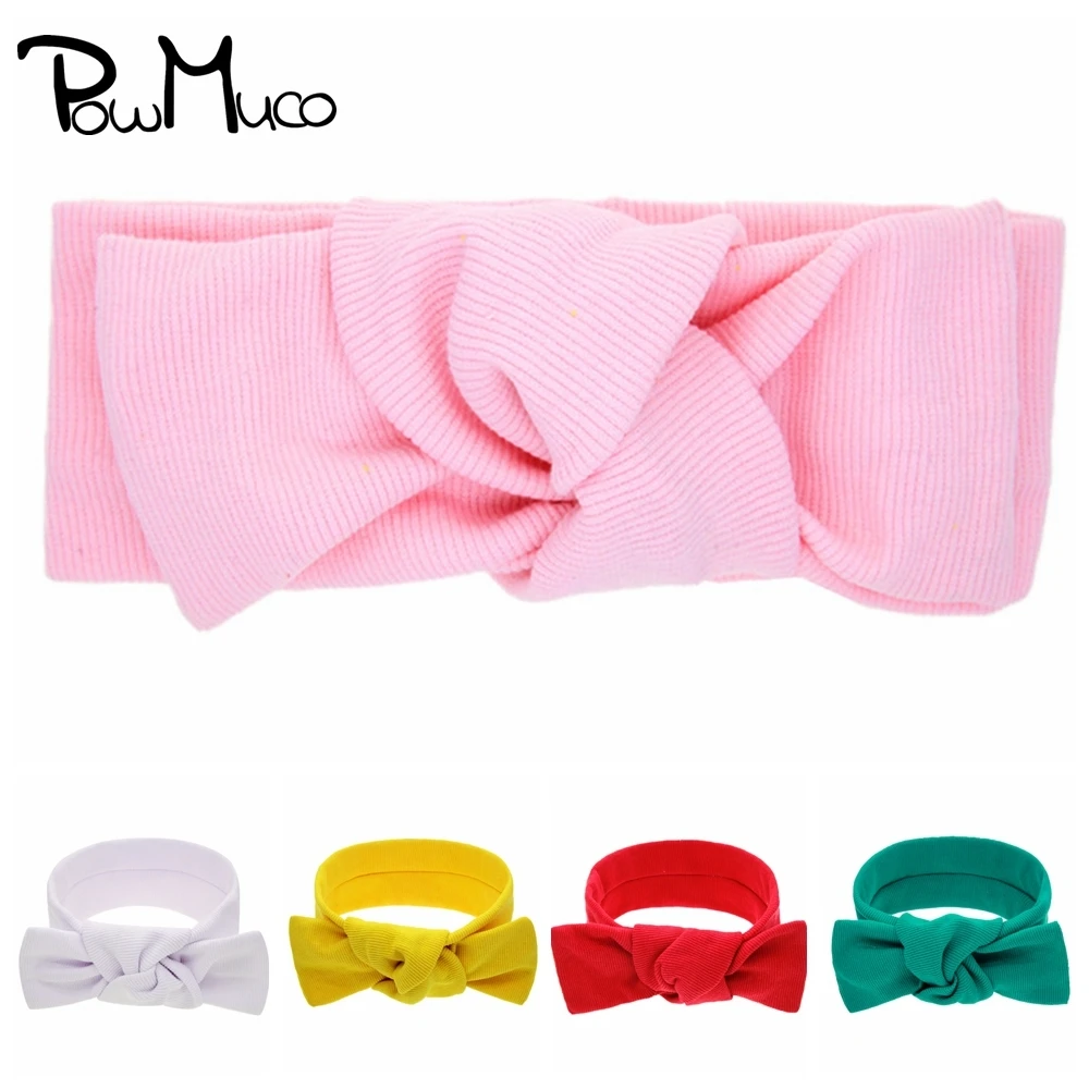 

Powmuco Solid Color Knitting Striped Bowknot Toddler Elastic Headband Handmade Knotted Baby Hairband DIY Headwear Holiday Gifts
