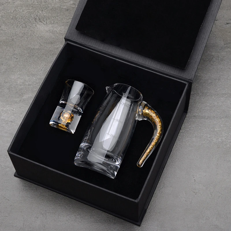 1 Decanter 1 Cup Лучший 24K из золотой фольги Кристальный набор для вина с декантером чашки в форме пули водки спиртные напитки Стекло es Destilador Moonshine аксессуары - Цвет: 1 Decanter 1 Cup
