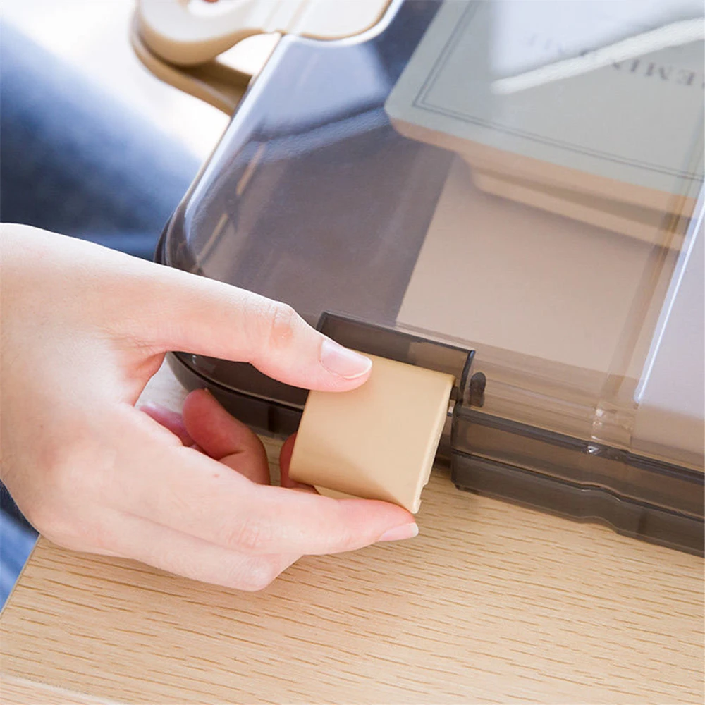 

Document Box Transparent Durable Storage Box Clear Plastic Document Paper Filling Case A4 File Box for School Office Desktop