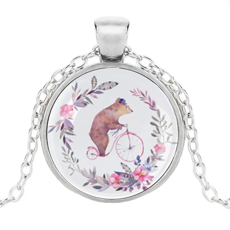 Ожерелье с единорогами кролик лося олень птицы группа в форме сердца из