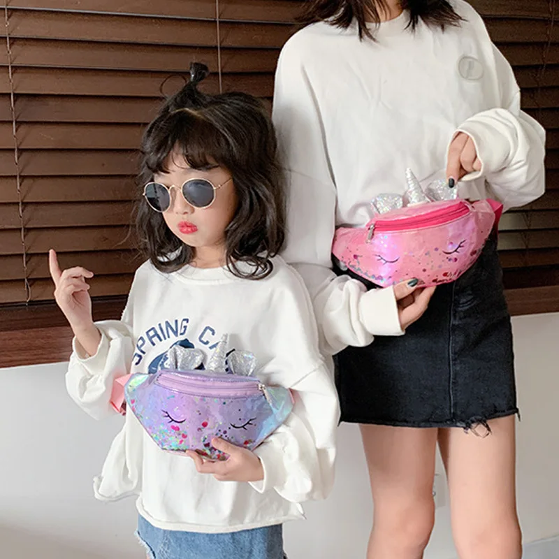 Забавные нагрудные сумки для девочек с милым единорогом стильная сумка через