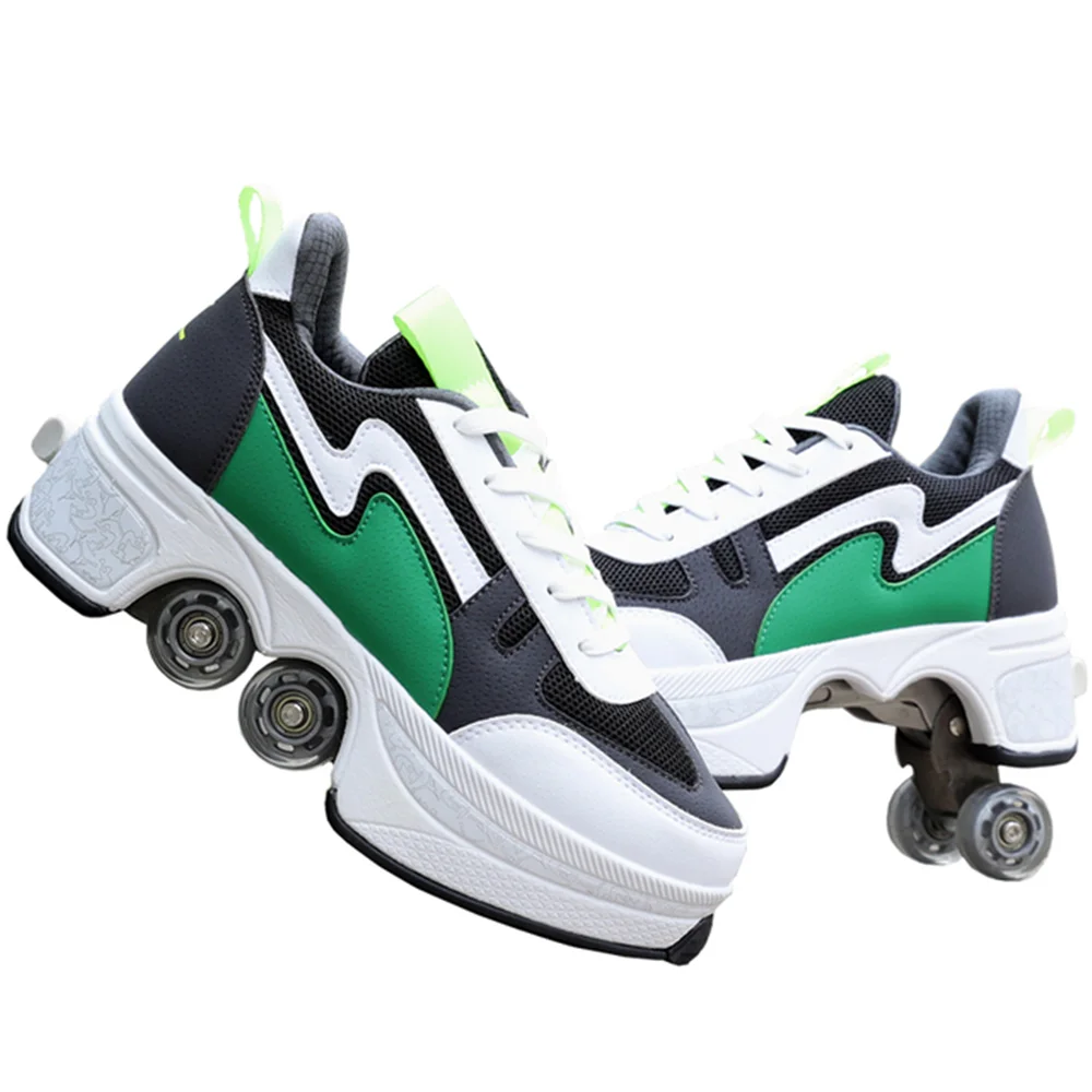 

Автоматические двухрядные кроссовки для бега на четырех колесах, для скейтборда