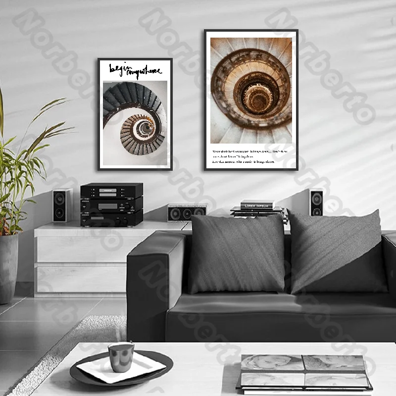 

European Style Canvas Painting Wall Poster Spiral Stairs Painting Picture for Living Room Bedroom Restaurant Wall Decoration