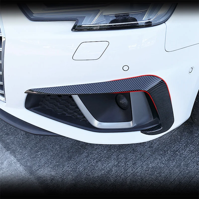 

Car Styling For Audi A4 B9 2017-2019 Front Bumper Spoiler Air Knife Fog Light Covers Carbon Fiber Stickers Exterior Accessories