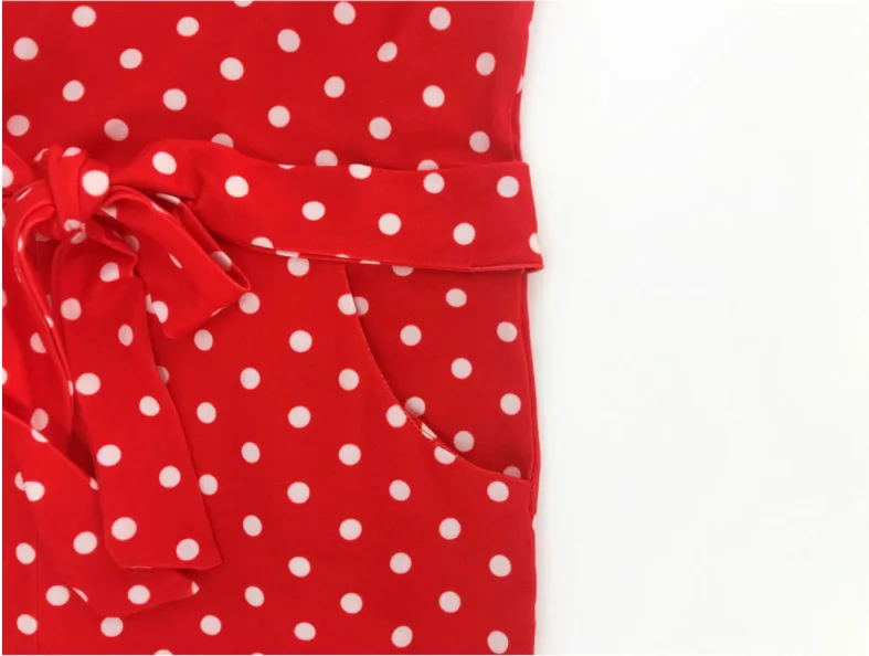 

Women Playsuits Patchwork Deep V-Neck Sleeveless Dot Print Belt Pockets Decor Slim Jumpsuits Summer Ladies Bandage Hips Rompers