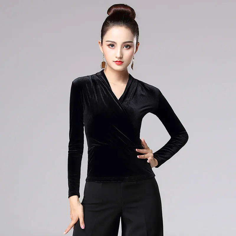 Новинка 2020 женские бархатные толстые топы для латиноамериканских танцев DOUBL